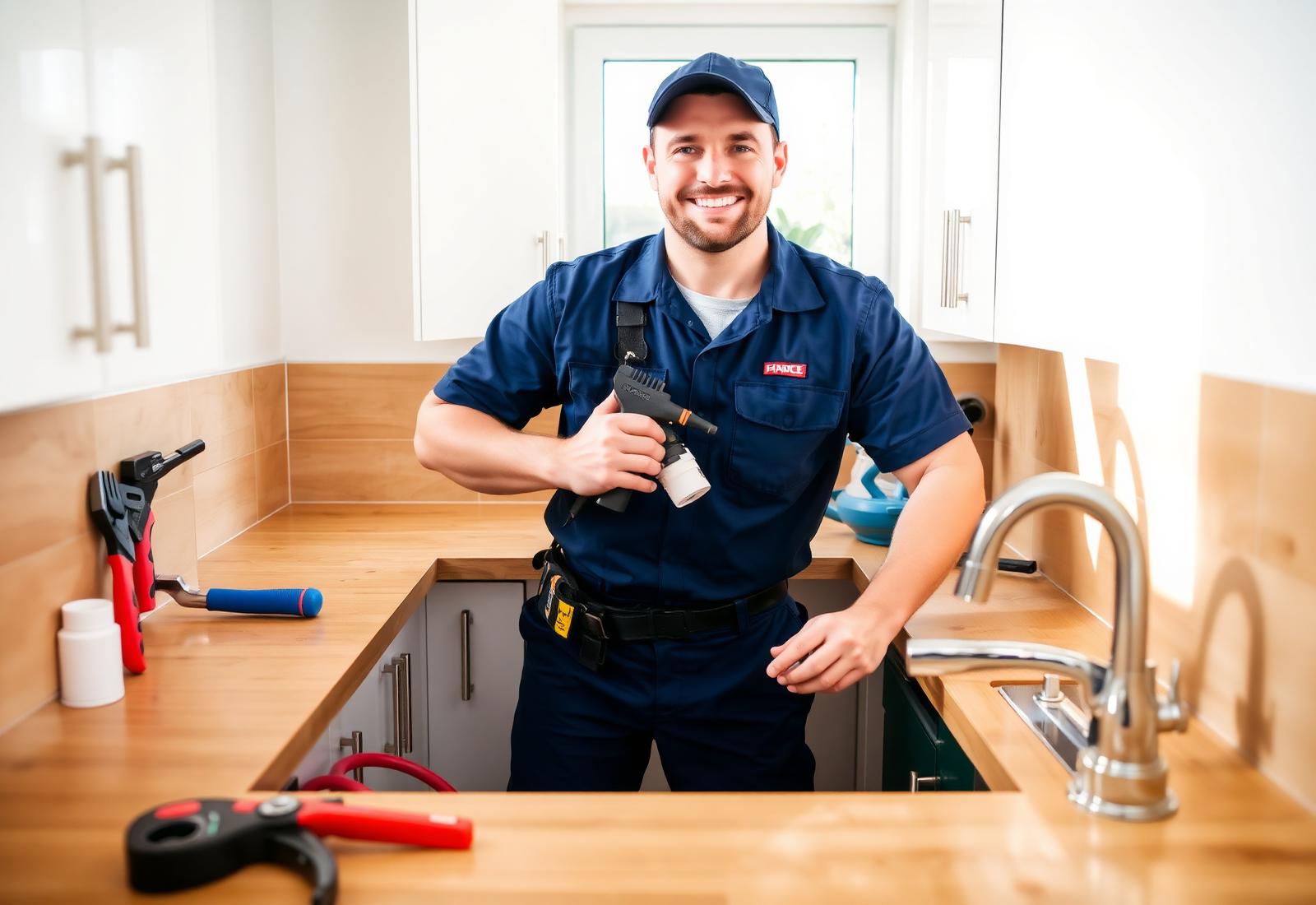 Allure Plumbing technician repairing a kitchen sink in a Homestead home